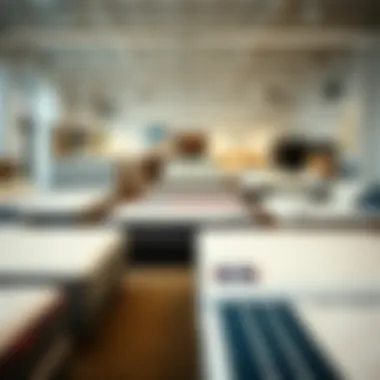 An assortment of mattress types displayed in a showroom