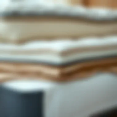 Close-up of different mattress materials, showcasing layers