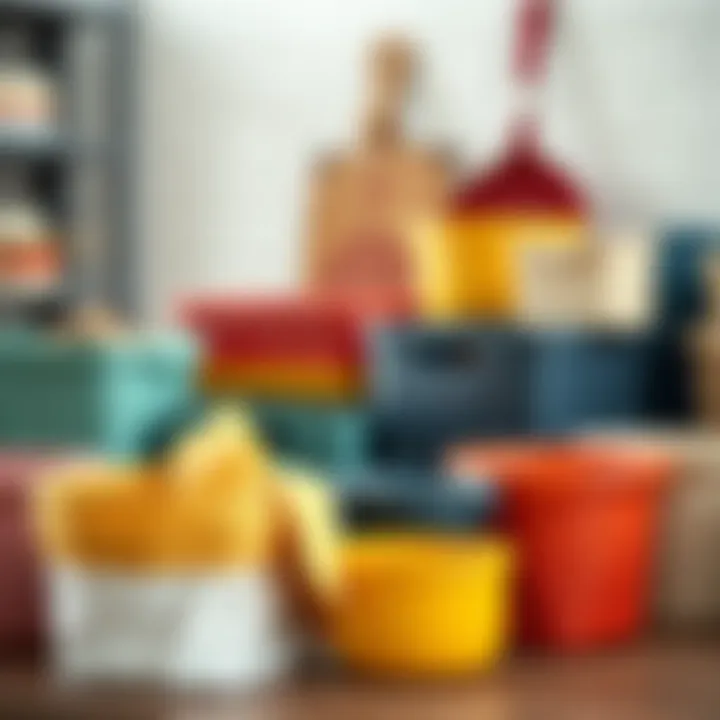 Colorful assortment of kitchen bins showcasing different materials