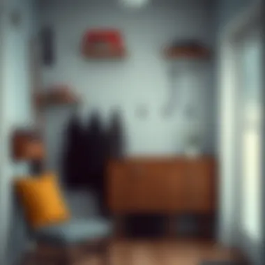 Organized entryway showcasing hooks and shelves