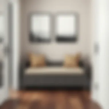 Elegant bench with storage space in hallway