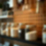 Elegant pegboard storage jars showcasing a modern home organization aesthetic