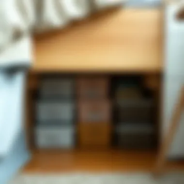 Organized space under the bed with labeled boxes and a neat arrangement