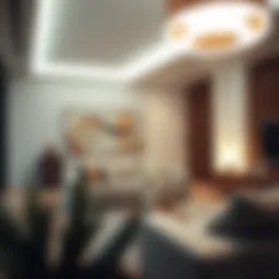 Elegant LED light fixture illuminating a modern living room