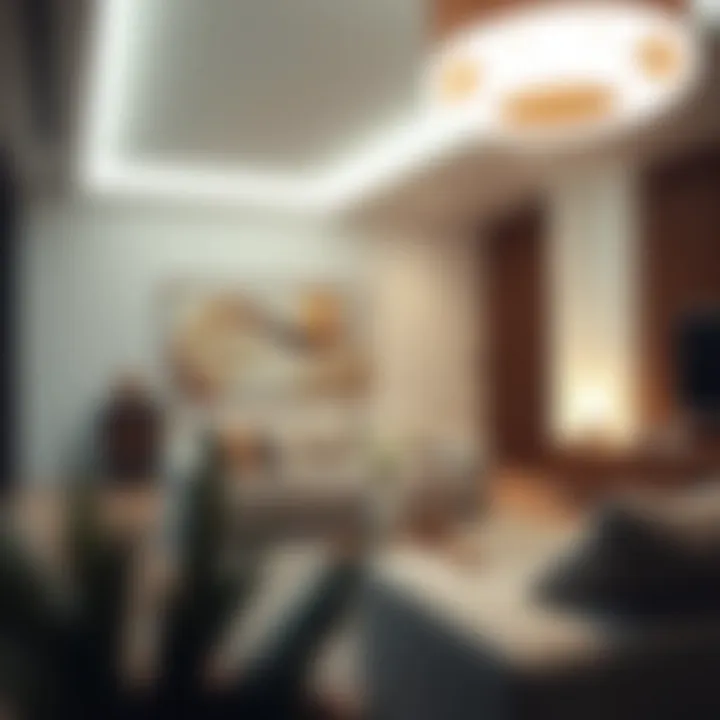 Sophisticated Illumination in Contemporary Spaces Elegant LED light fixture illuminating a modern living room