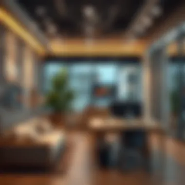 Transformative Lighting for Productive Environments Aesthetic of Orren Ellis LED lighting enhancing office ambiance