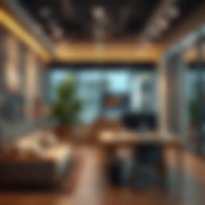 Transformative Lighting for Productive Environments Aesthetic of Orren Ellis LED lighting enhancing office ambiance