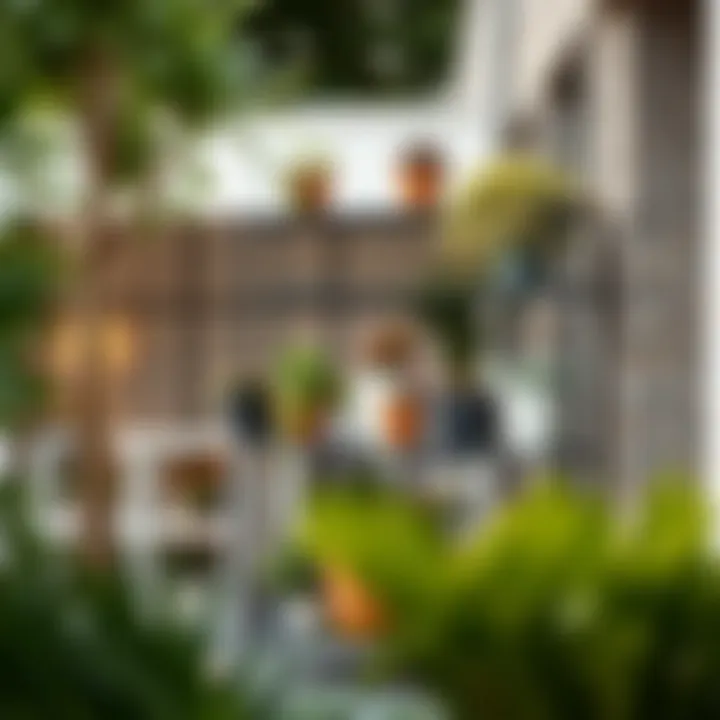 Metal Outdoor Shelving Unit Metal outdoor shelving unit in a modern garden setting