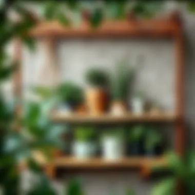 Rustic Outdoor Shelf Rustic outdoor shelf integrated with surrounding greenery