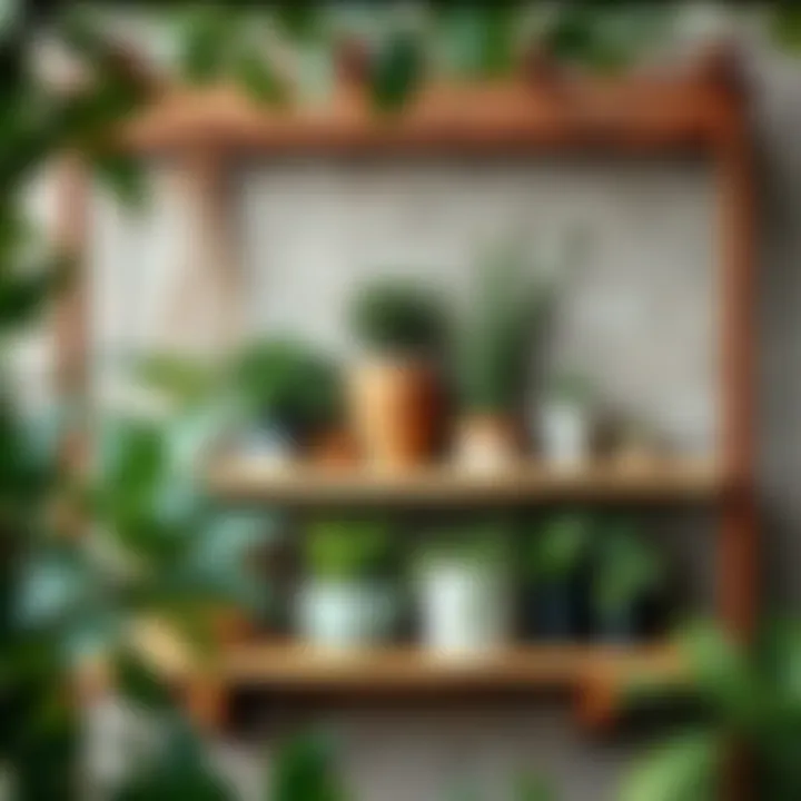 Rustic Outdoor Shelf Rustic outdoor shelf integrated with surrounding greenery