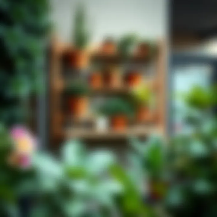 Vertical Garden Shelf Vertical garden shelf with assorted potted plants