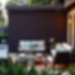 Elegant roll-up patio privacy screen in a stylish outdoor setting