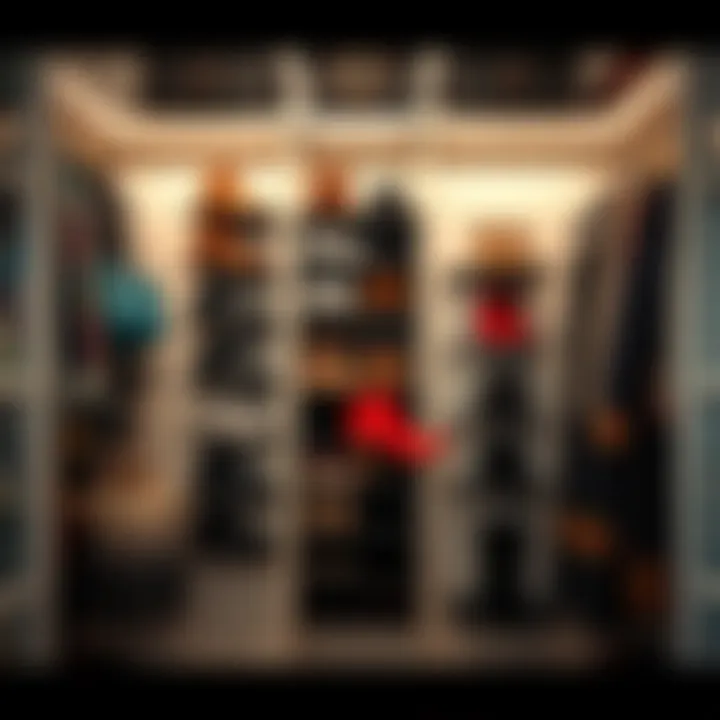 Customized shoe storage solution fitting an eclectic closet