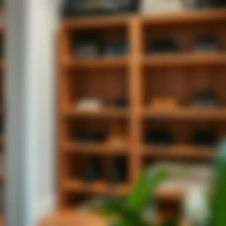 Elegant wooden shoe rack showcasing stylish footwear