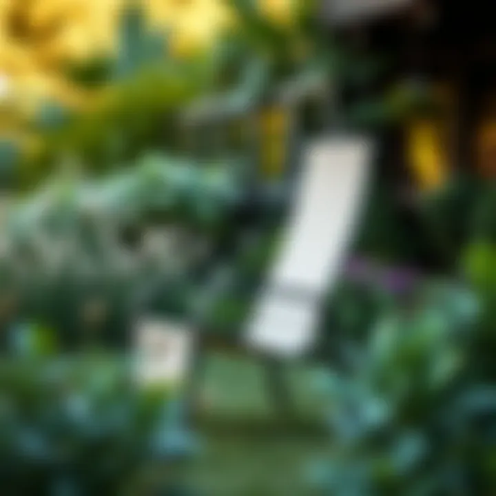 Elegant sling garden chair in a lush outdoor setting