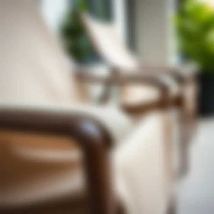 Close-up of high-quality materials used in sling chairs