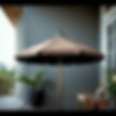 Elegant small porch umbrella paired with a sturdy stand