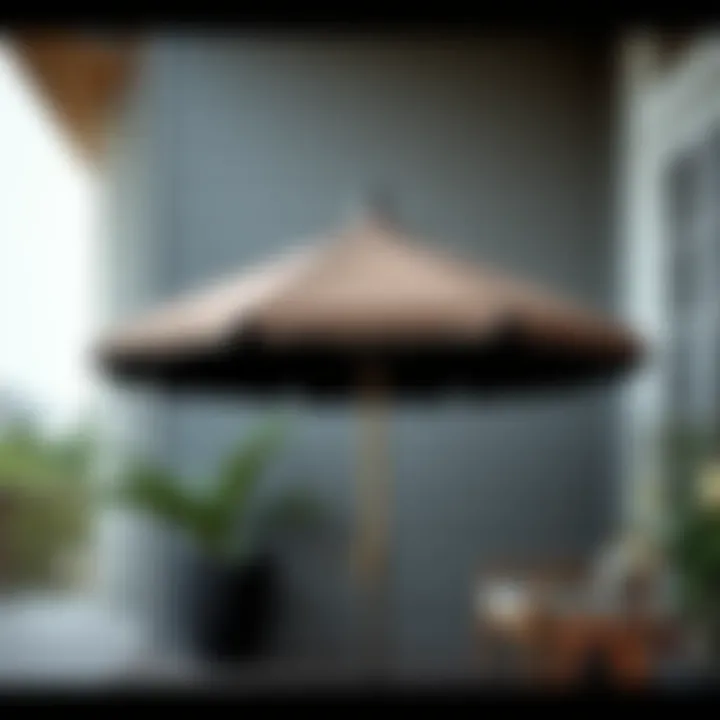 Elegant small porch umbrella paired with a sturdy stand