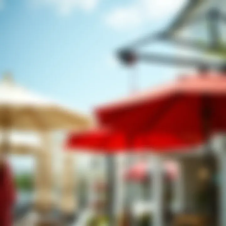 Diverse styles of small porch umbrellas on display