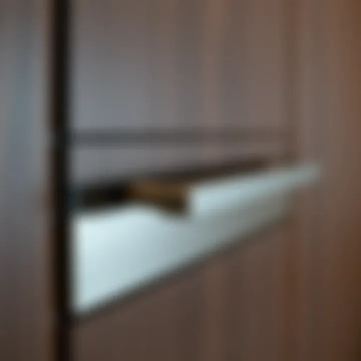 Elegant Stainless Steel Handle Design Elegant stainless steel handle on modern cabinetry