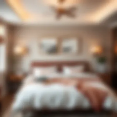 Rose Gold Accents in Modern Twin Bedroom Stylishly arranged twin bedroom featuring rose gold accents