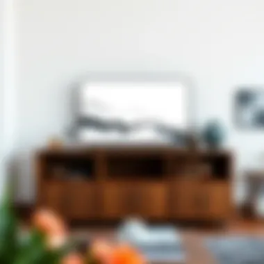 Aesthetic Appeal: Integrating Style with Tall TV Consoles Stylish tall TV console showcasing decorative elements