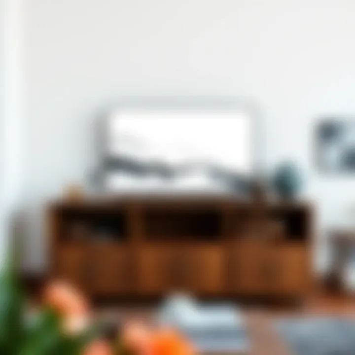 Aesthetic Appeal: Integrating Style with Tall TV Consoles Stylish tall TV console showcasing decorative elements