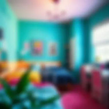 A vibrant color palette in a teenager's room reflecting individuality and style