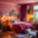 A cozy teenage bedroom with personalized decor and vibrant colors