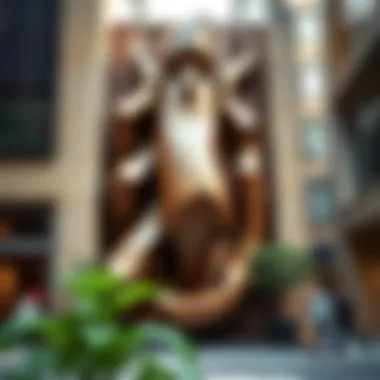 Giant Sculpture in Urban Design Giant wall sculpture integrated into an urban environment, enhancing architectural aesthetics