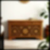 Elegant wicker chest adorned with intricate patterns
