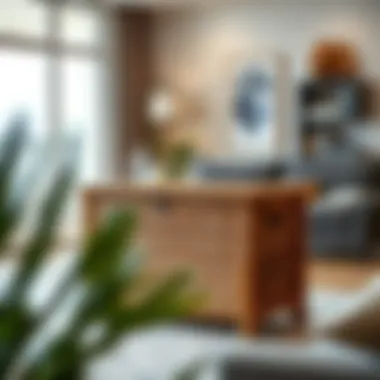 Wicker chest displayed in a modern living room setting