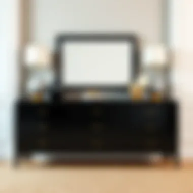 Black long dresser styled with decorative elements