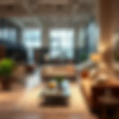 Interior design showroom showcasing furniture