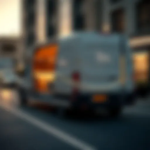 Modern furniture delivery van on the street