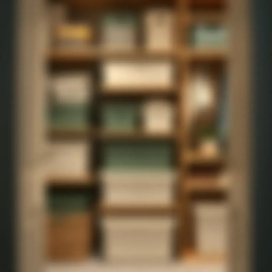A beautifully organized closet featuring compartmentalized storage bins.