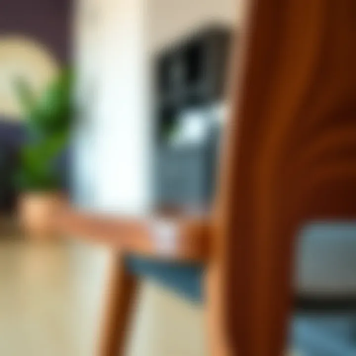 Close-up view of unique design details on a wooden chair