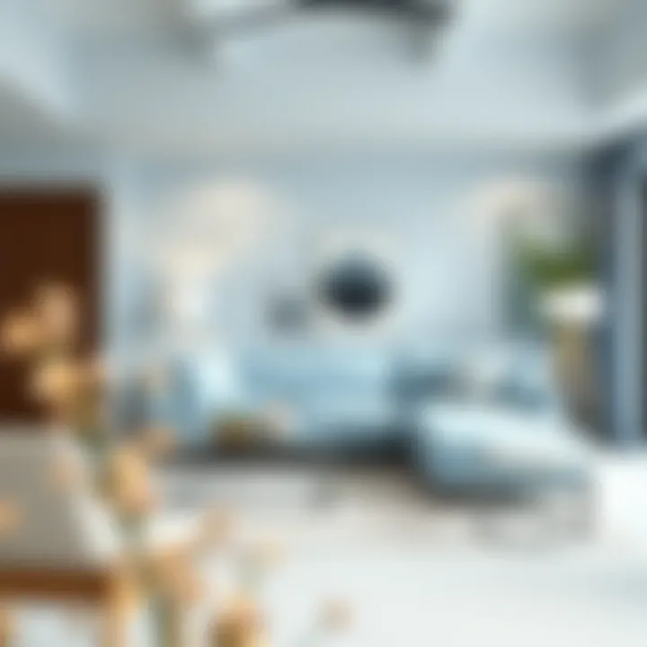 Light blue sofa integrated into a contemporary design theme