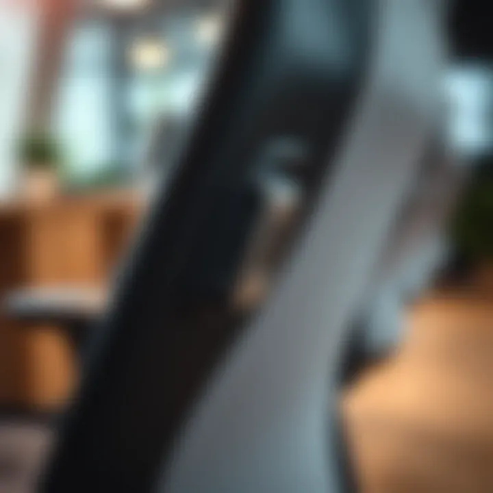 Close-up of lumbar support feature in a chair