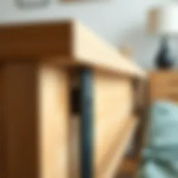 Detailed illustration of a bed frame highlighting the middle support bar