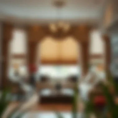 Elegant living room showcasing layered curtains and blinds for a sophisticated look