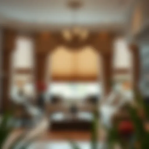 Layered Elegance in Window Treatments Elegant living room showcasing layered curtains and blinds for a sophisticated look