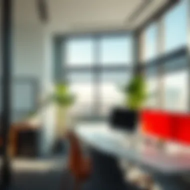Modern office space with sleek blinds enhancing natural light