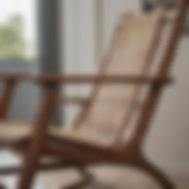 Close-up of a contemporary rocking chair showcasing its unique materials and texture