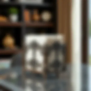 Artisan-crafted napkin holder with intricate design on a table