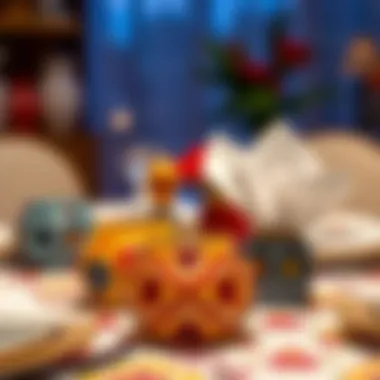 Colorful ceramic napkin holders on a festive table