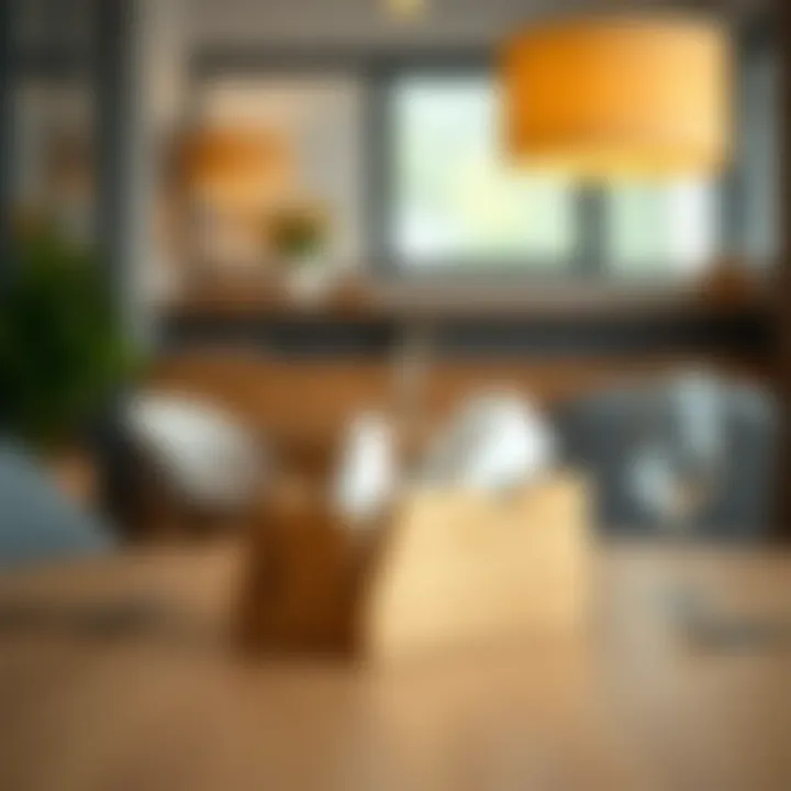 Elegant table setting featuring a wooden napkin holder