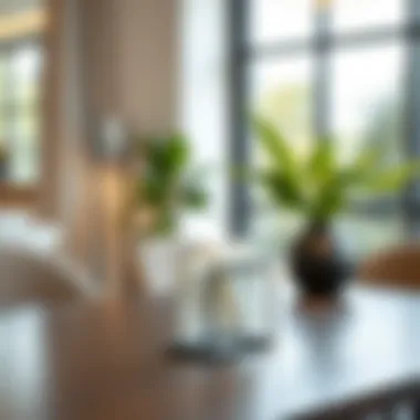 Minimalist metal napkin holder in a modern dining area