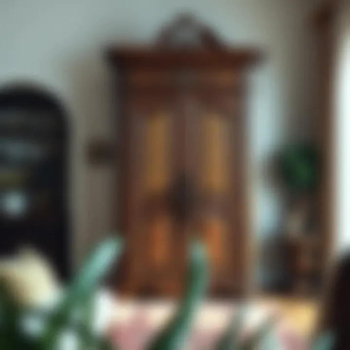 Elegant front hall armoire showcasing intricate woodwork