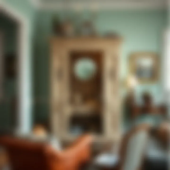 Vintage front hall armoire adorned with classic decor